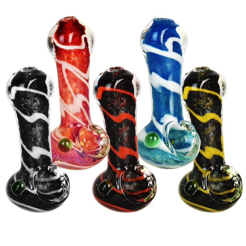 Rising Smoke Frit Glass Spoon Pipe (3")