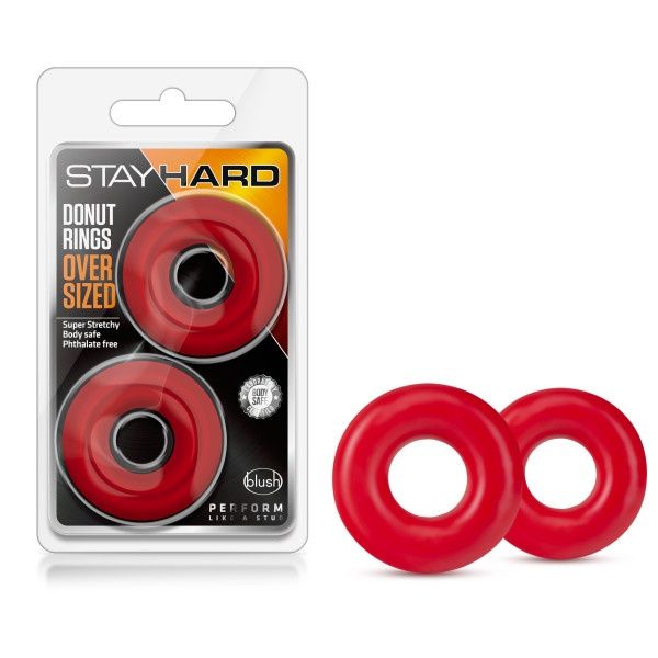 Stay Hard Donut Rings (Red, Oversized)