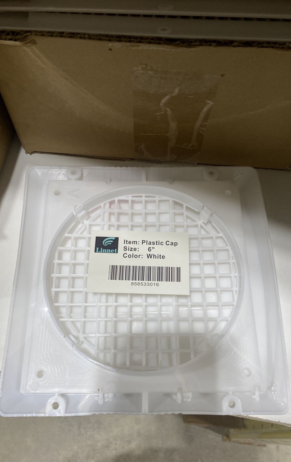 6” plastic cap white