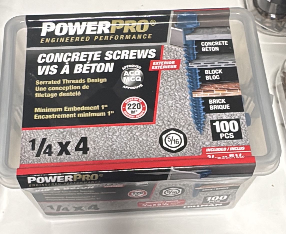 1/4 x 4 Concrete Screws