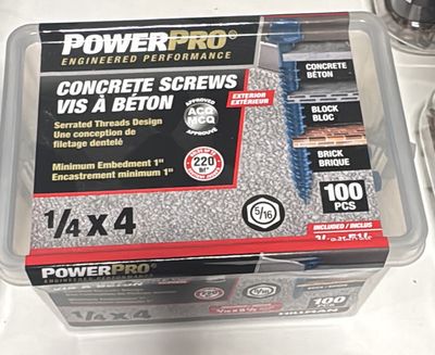 1/4 x 4 Concrete Screws