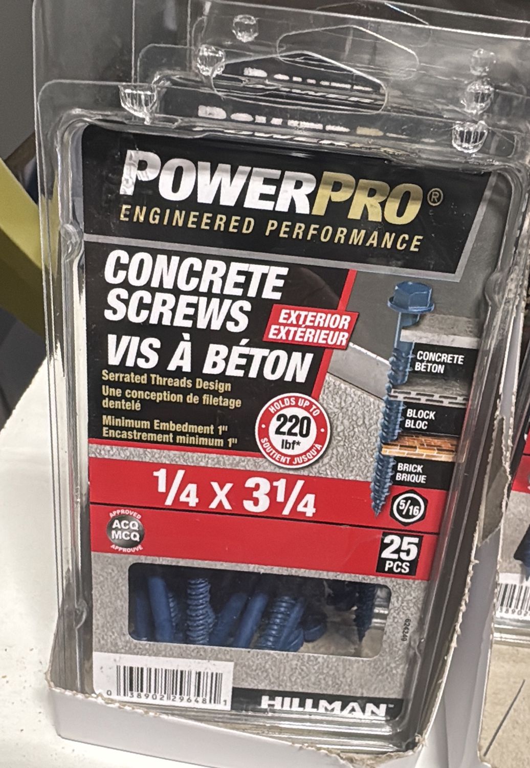 1/4 x 3 1/4 Concrete Screws