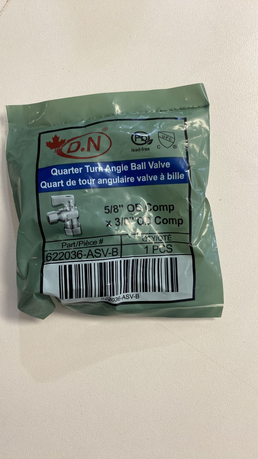 Quarter Turn Angle Stop Ball 5/8" OD Comp x 3/8" OD Comp