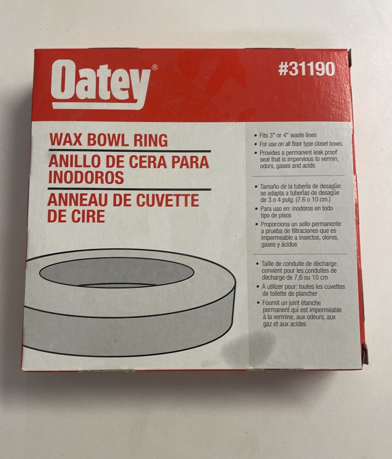 Wax toilet bowl ring