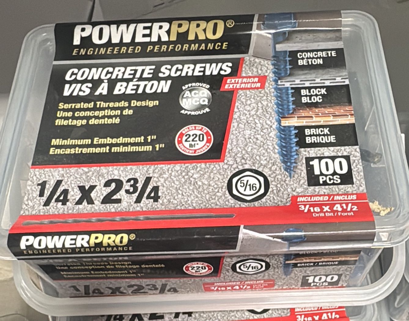 1/4 x 2 3/4 Concrete Screws