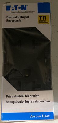 Decorator Duplex Receptacle Black 20AMP