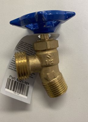 Brass boiler drain valve 1/2 MIP x 3/4 mpt blue handle