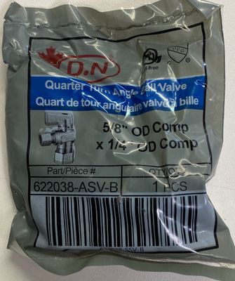 Quarter Turn Angle Stop ball 5/8" OD Comp x 1/4" OD Comp