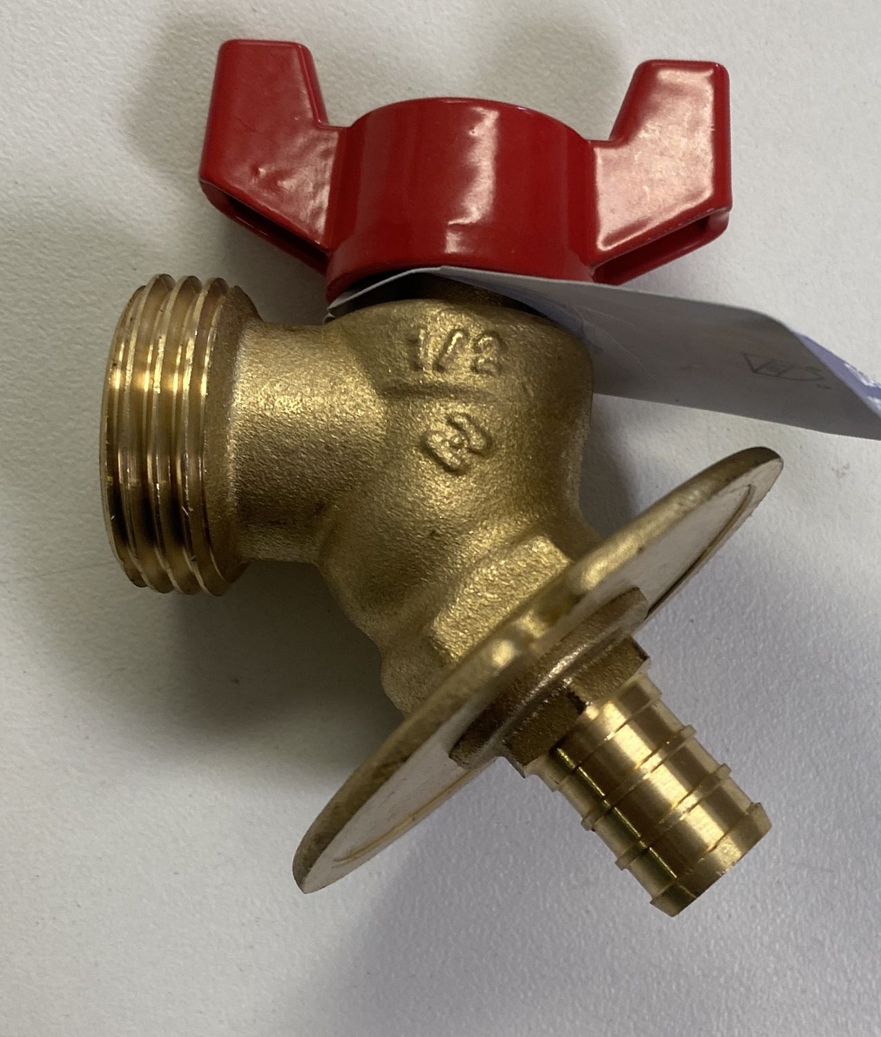Quarter turn sillcock valve 1/2 F/pex x 3/4 MHT red handle