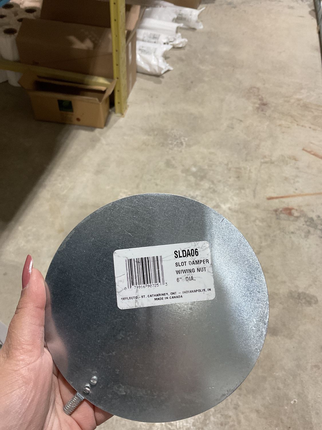 Slot damper w/ wing nut 6”