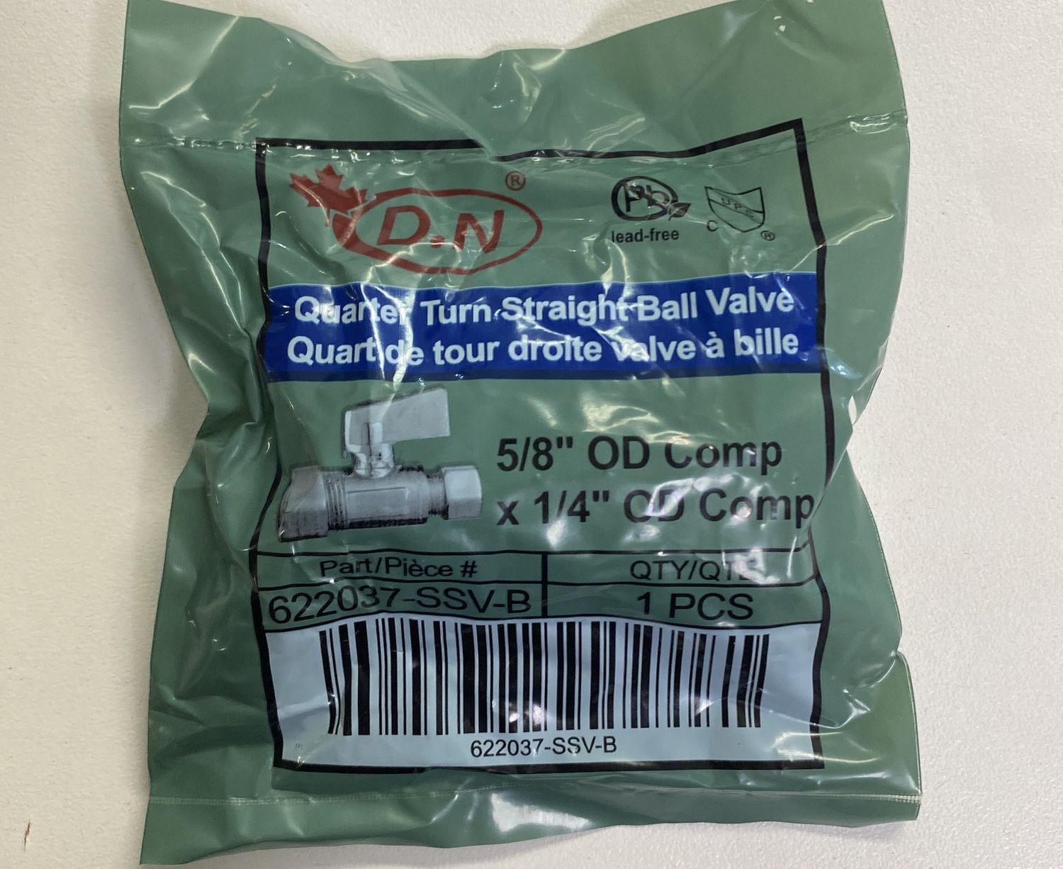 Quarter Turn Straight Ball 5/8" OD Comp x 1/4" OD Comp