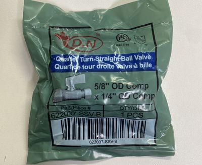 Quarter Turn Straight Ball 5/8" OD Comp x 1/4" OD Comp