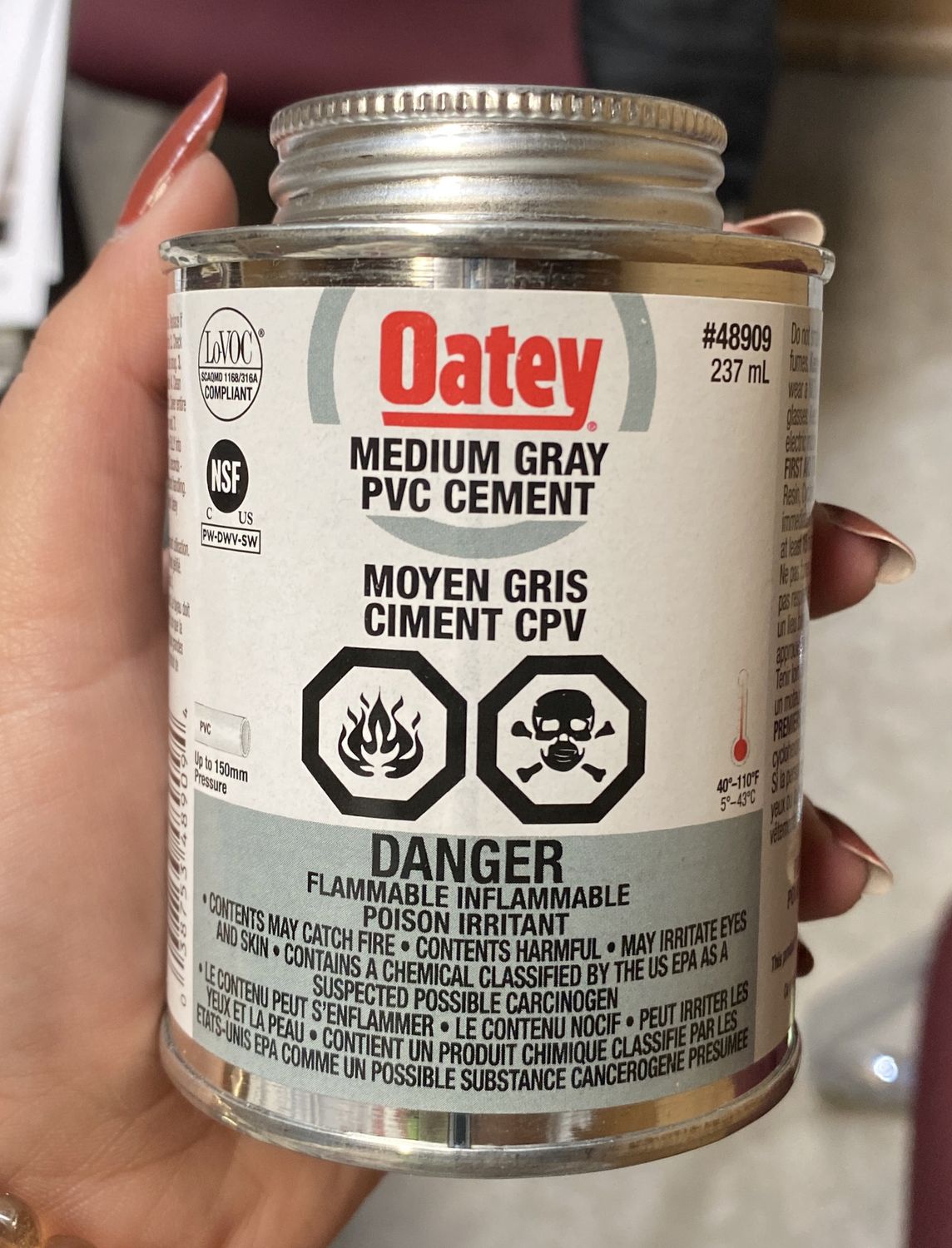 Medium Grey PVC Cement 237ml