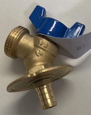 Quarter turn sillcock valve 1/2 F/pex x 3/4 MHT blue handle