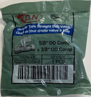 Quarter Turn Straight ball 5/8" OD Comp x 3/8" OD Comp