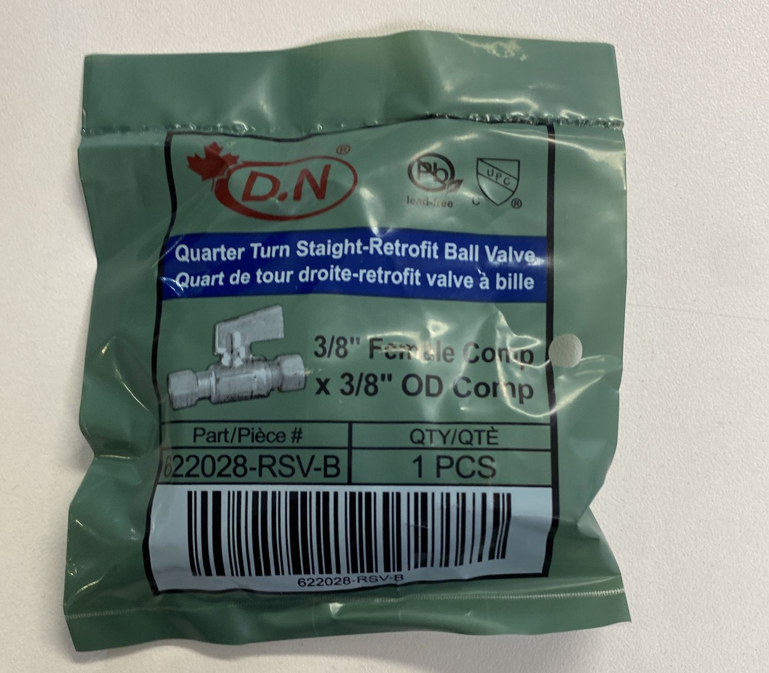 Quarter Turn Angle Stop Ball 3/8" Female Comp x 3/8" OD Comp Retrofit