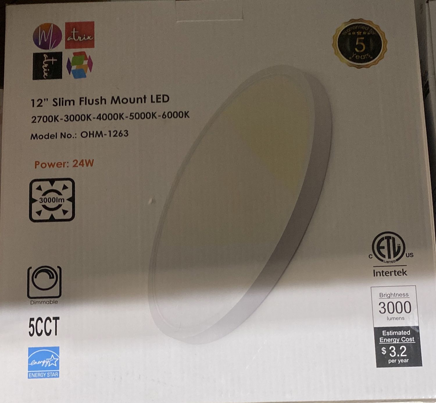 12” Slim Flush Mount LED WHITE