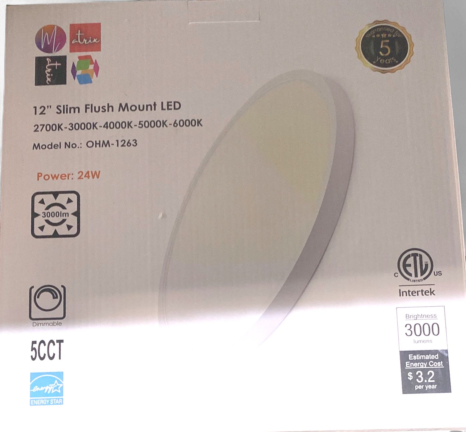 12” Slim Flush Mount LED WHITE