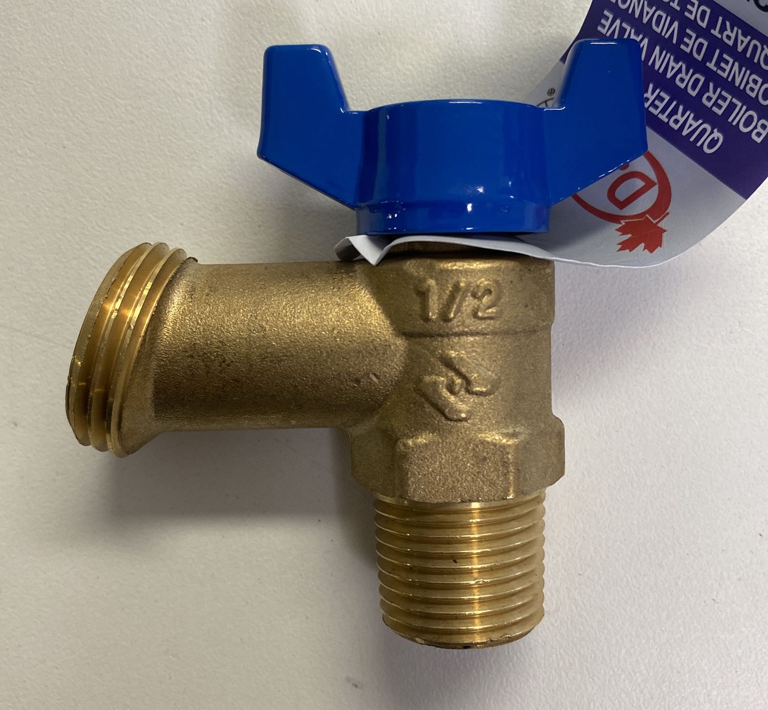 Quarter Turn Boiler drain valve 1/2" MIP/C x mpt blue handle