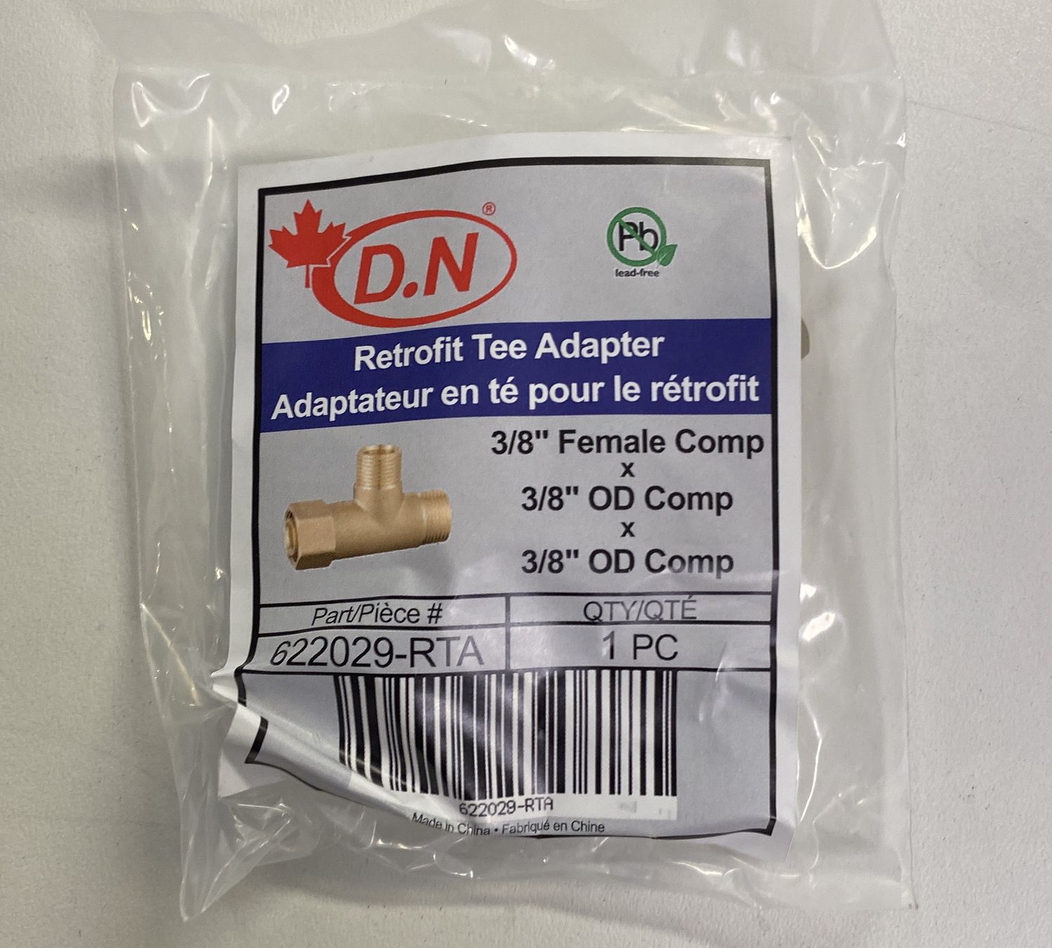 Retrofit Tee Adapter 3/8" Female Comp x 3/8" OD Comp x 3/8" OD Comp