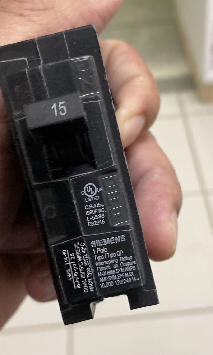 Panel breaker Siemens Q115