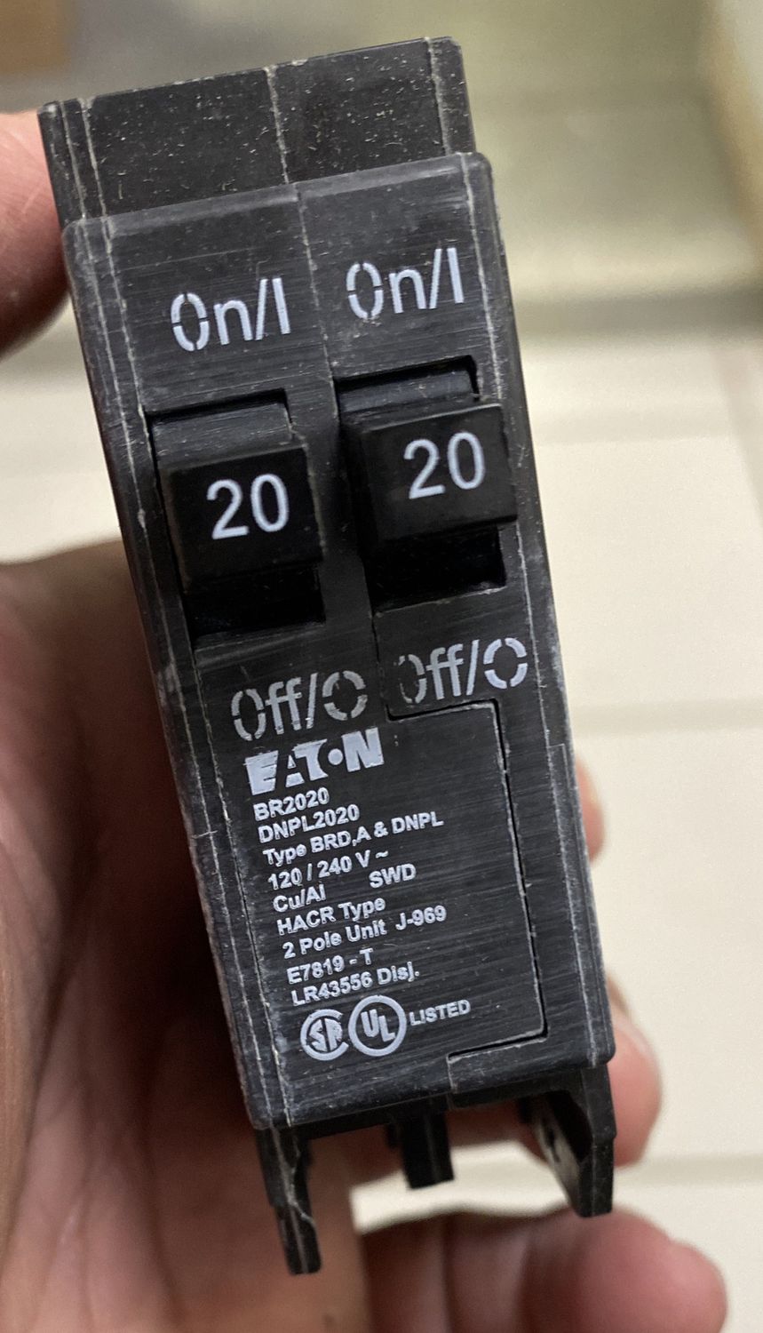 Panel breaker eaton BR20/20