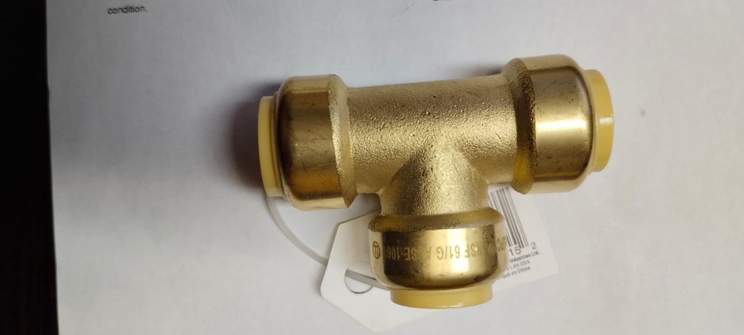 Push-Fit Brass Tee 3/4 x 3/4 x 3/4"