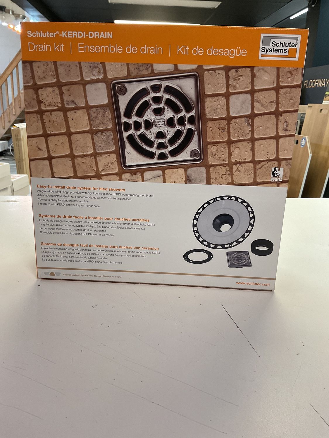 Schluter - KERDI-DRAIN Drain Kit with Flange ABS Plastic 2" with Square Grate Stainless Steel 4"