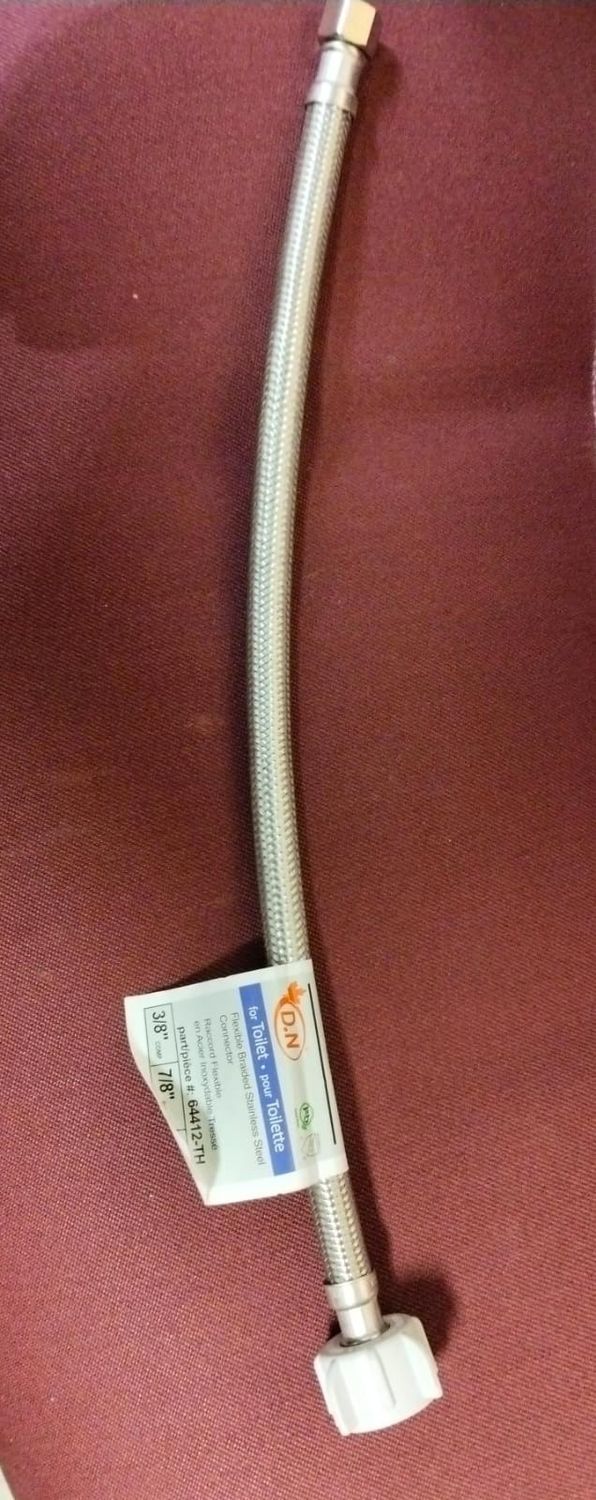 Flexible Braided S.S Connector for Toilet3/8" x 7/8"  16"
