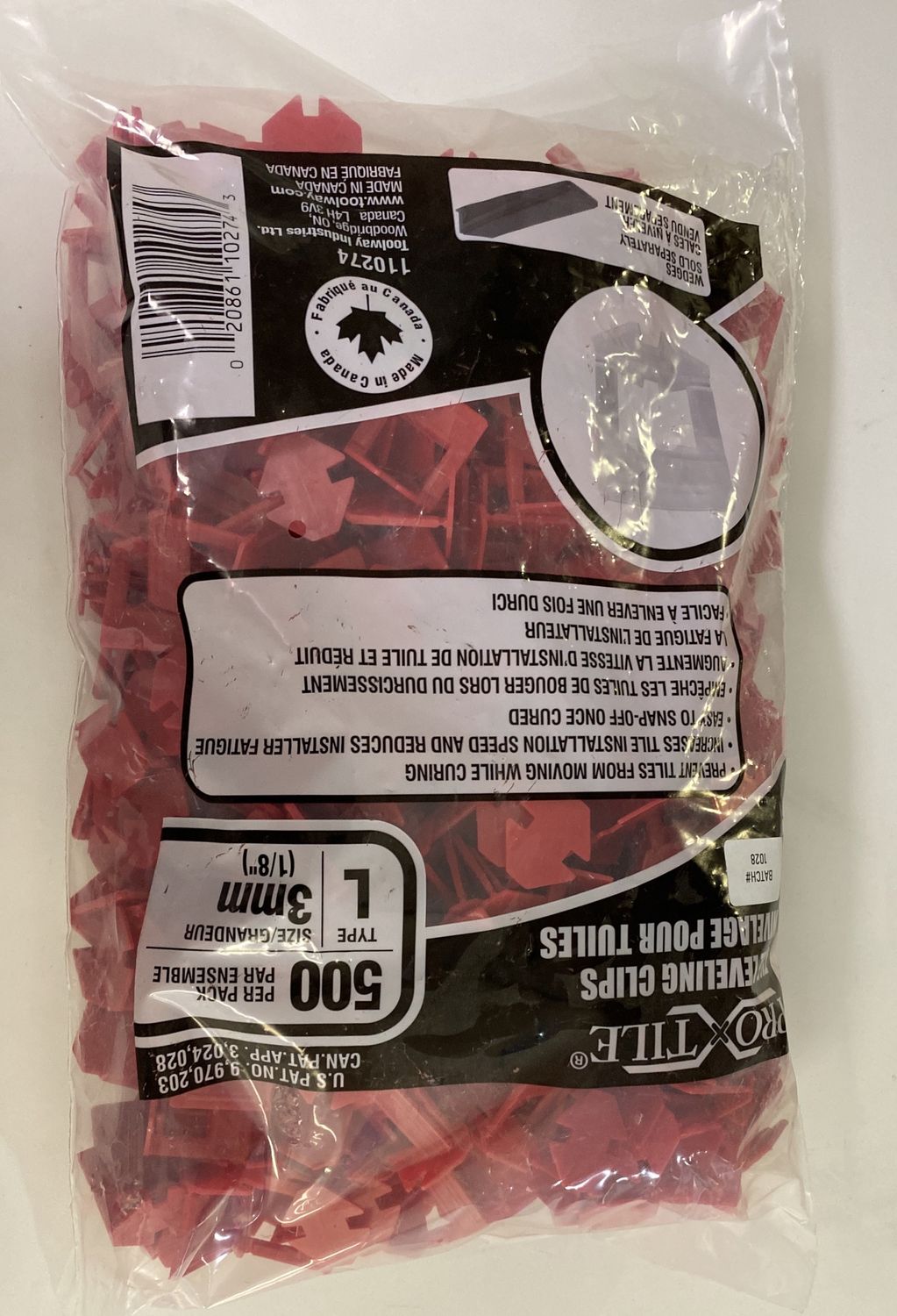 500PK Tile Levelling System Clips L-Type 3mm (1/8in)