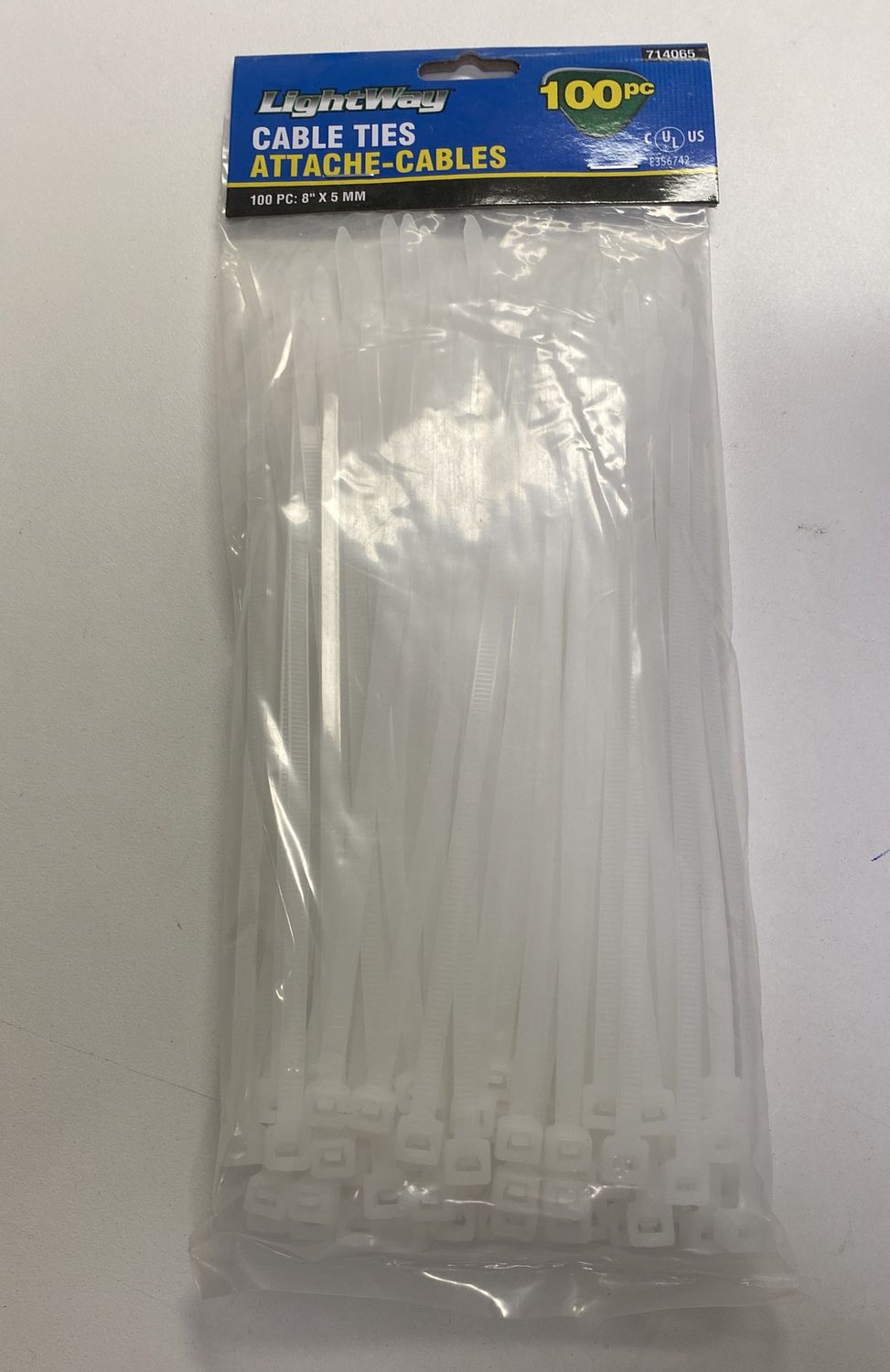 100 pk cable ties 8” white