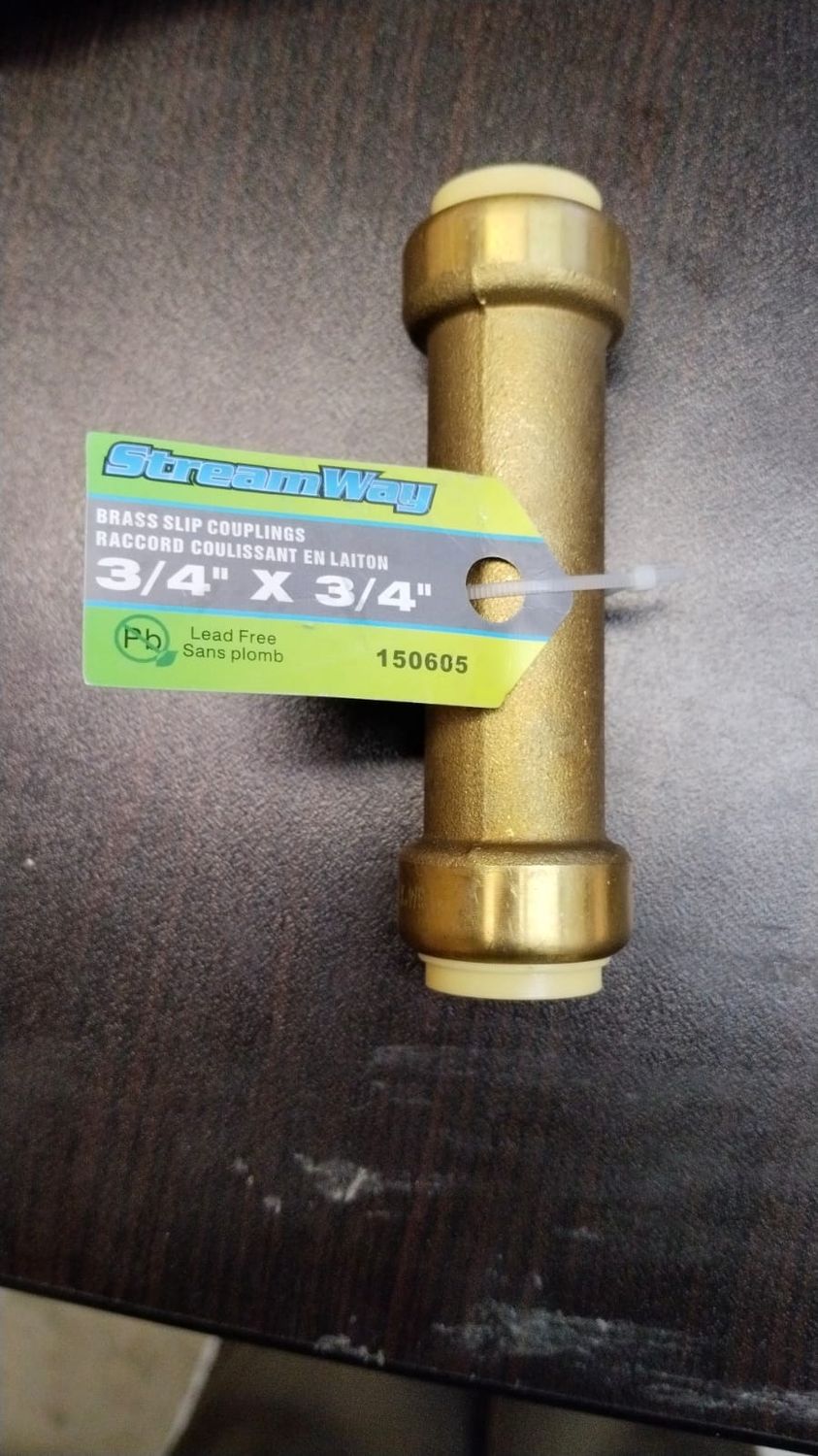 Push-Fit Brass Slip Couplings 3/4" x 3/4"