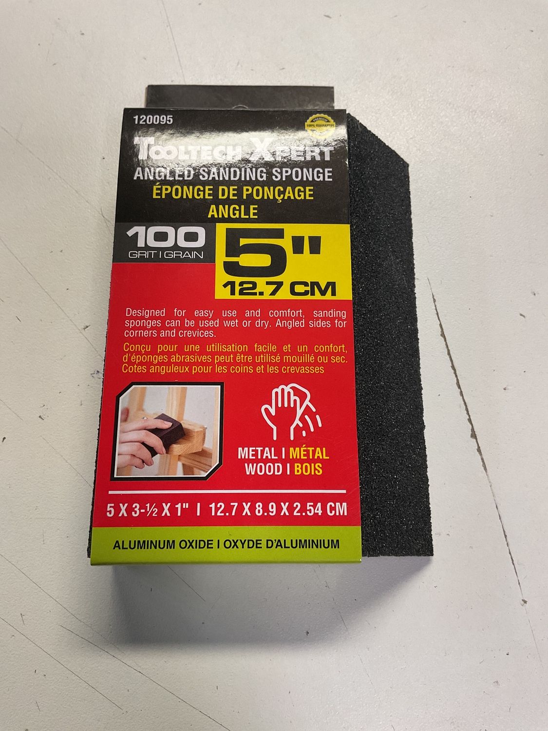 Angled Sanding Sponge 5in x 3.5in x 1in (100 Grain Size)