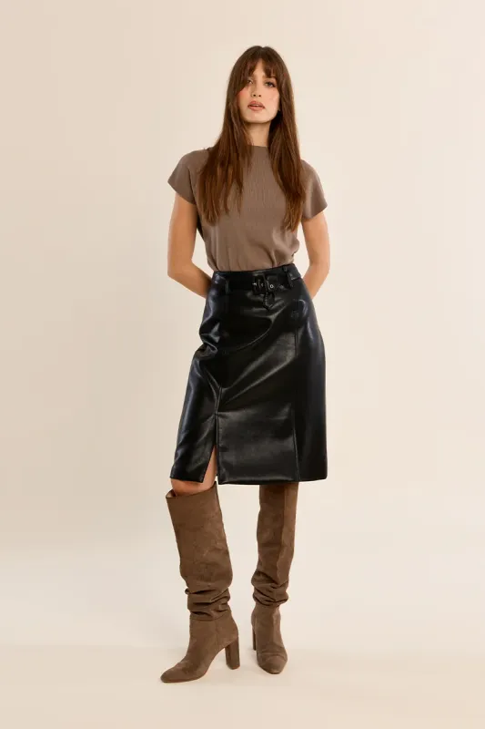 HILDA FAUX LEATHER SKIRT