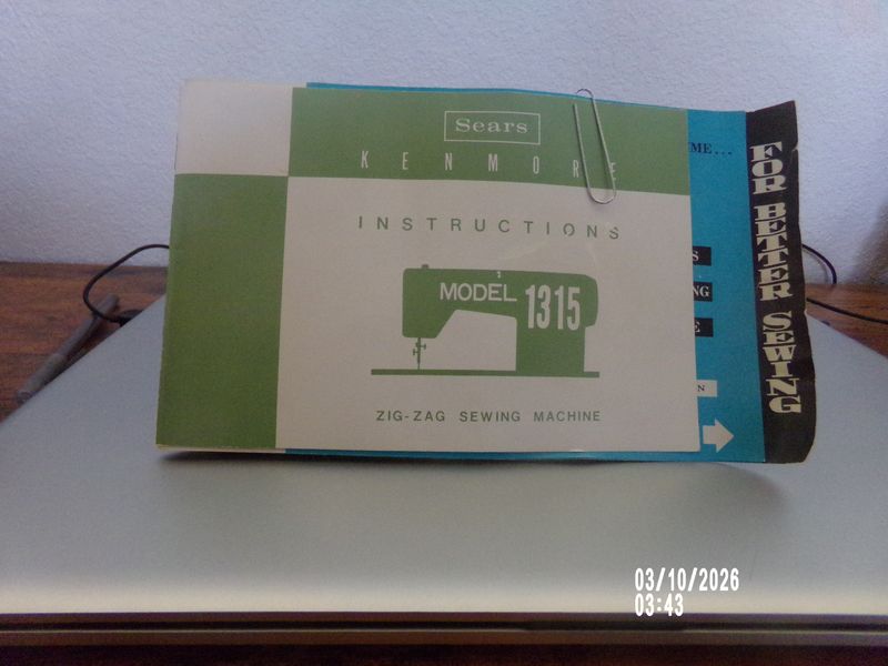 Sears Kenmore Old Sewing machine book