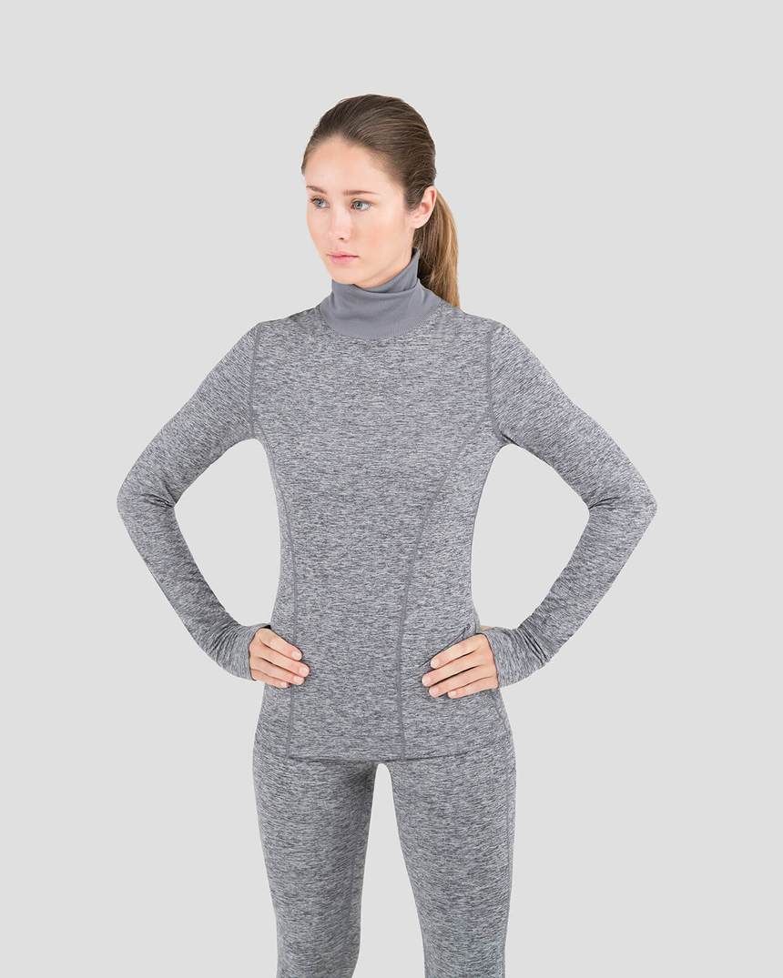 TERRAMAR WOMENS 2.0 TURTLE NECK TOP - GREY