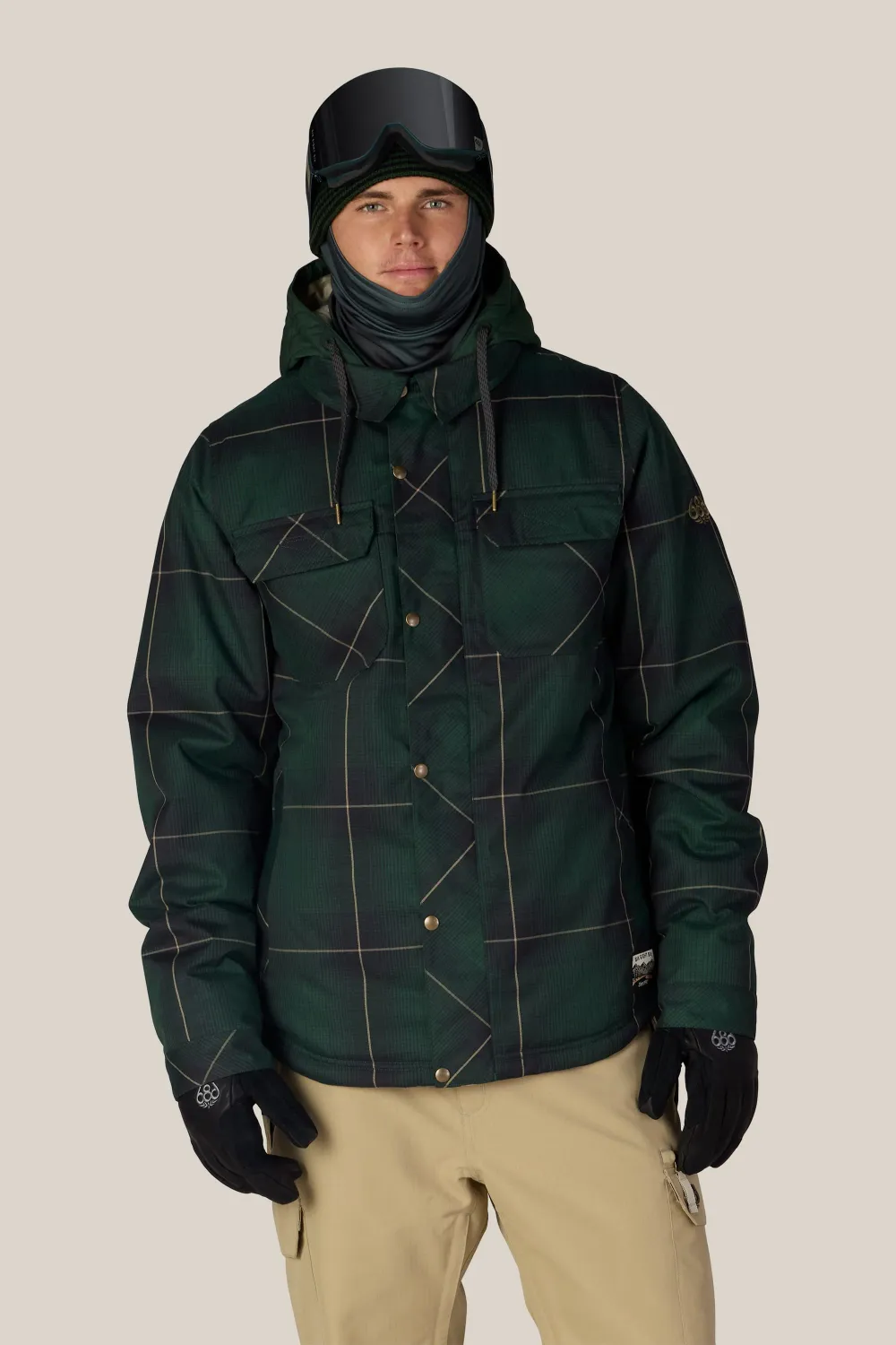 MENS WOODLAND INSULATED JACKET, Color: MOSS GREEN PLAID, Size: S