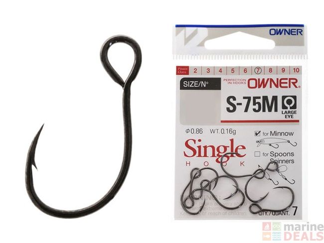 Owner S-75M Minnow Single Lure Barbed Hooks