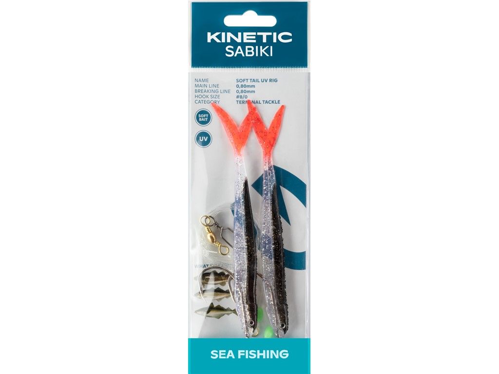Kinetic Sabiki Soft Tail UV, Type: #8/0 Black Fire Tail