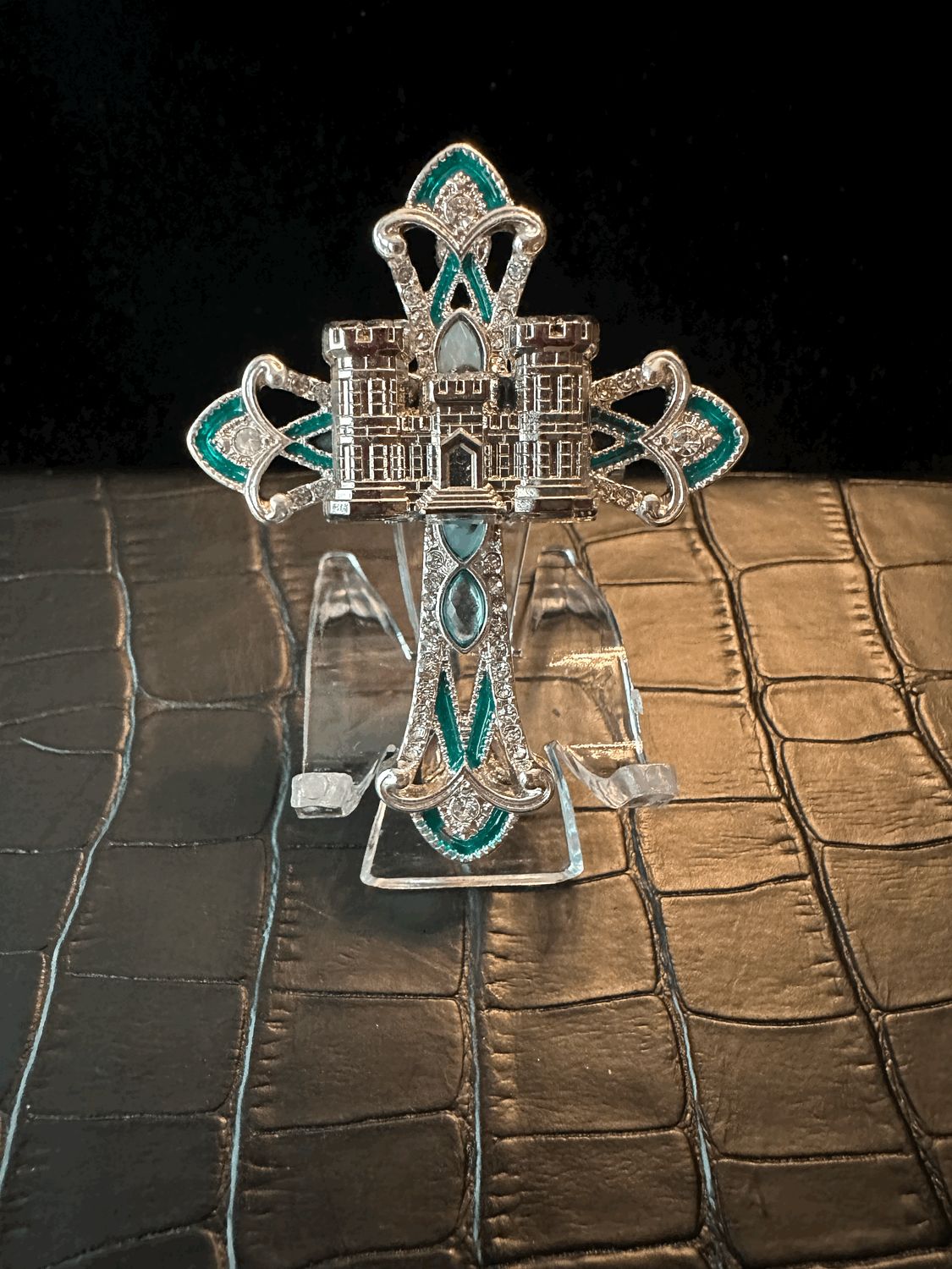 US Army Engineers Cross Bling Pin Brooch
