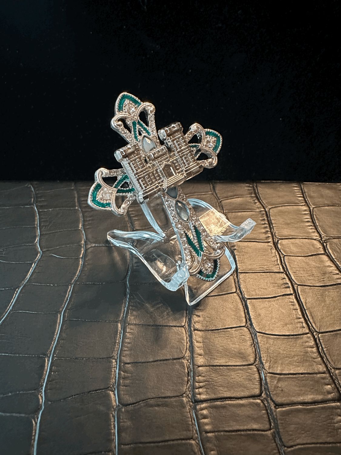 US Army Engineers Cross Bling Pin Brooch