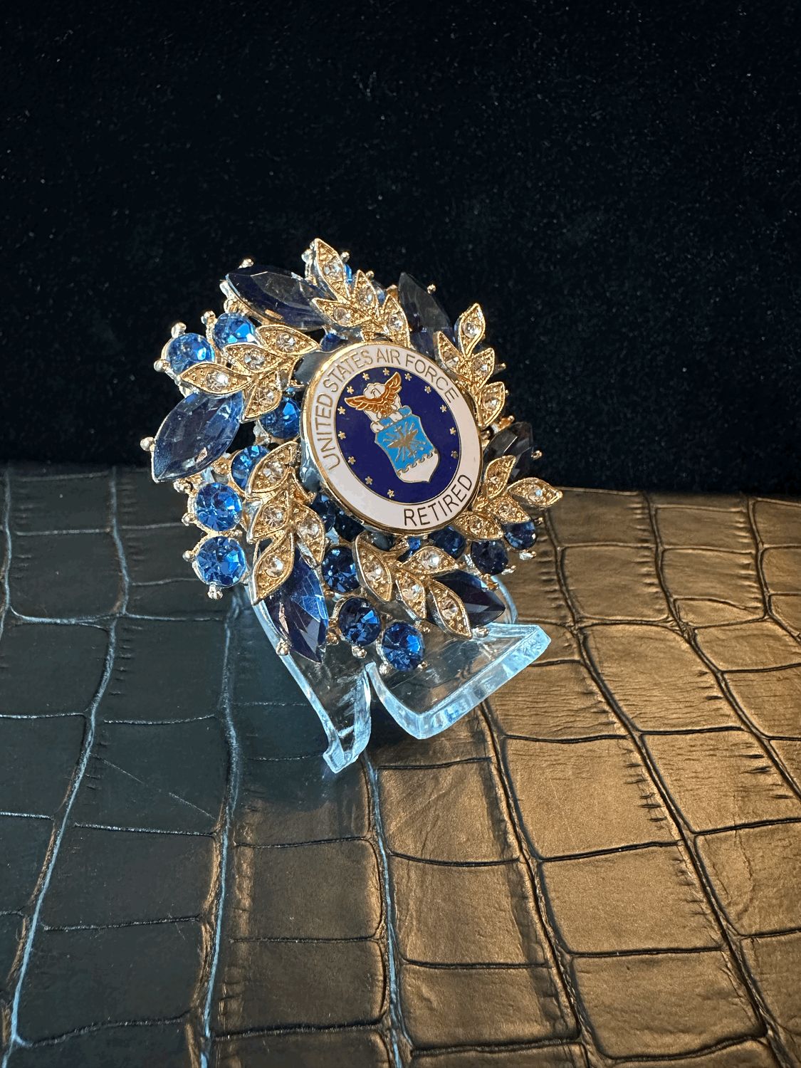 US Air Force Retired Bling Pin Brooch