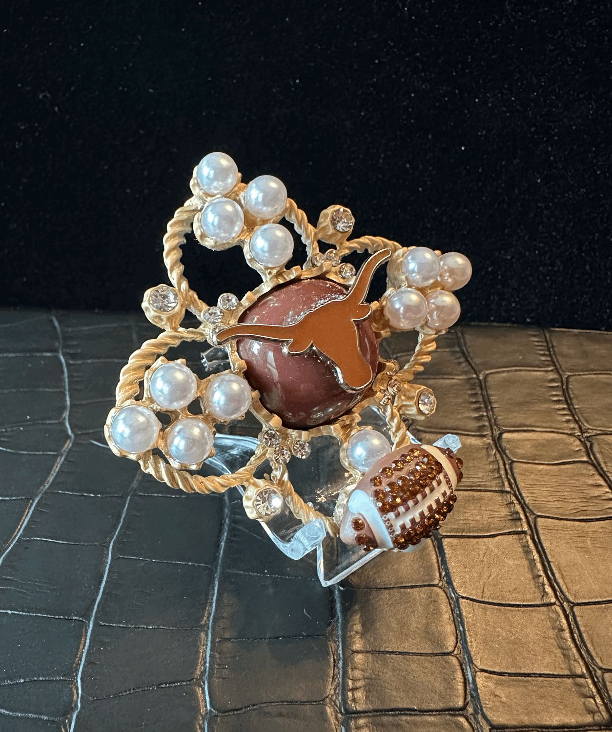 UT University of Texas Bling Pin Brooch