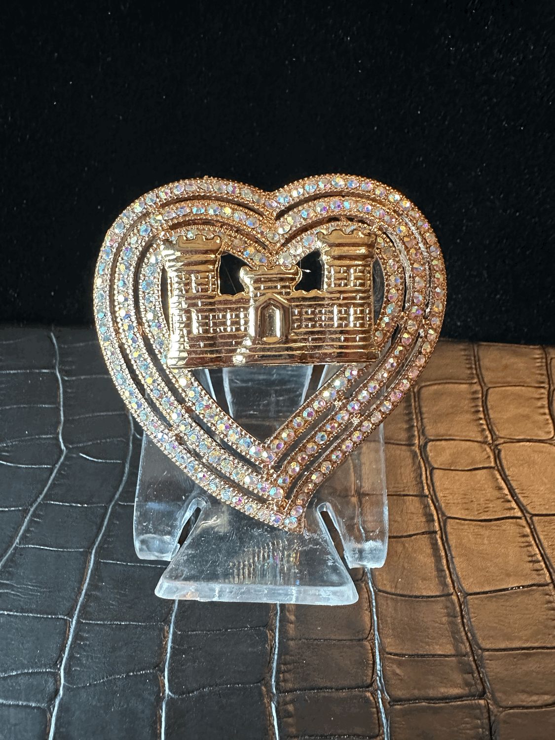 US Army Engineer Bling Pin Brooch