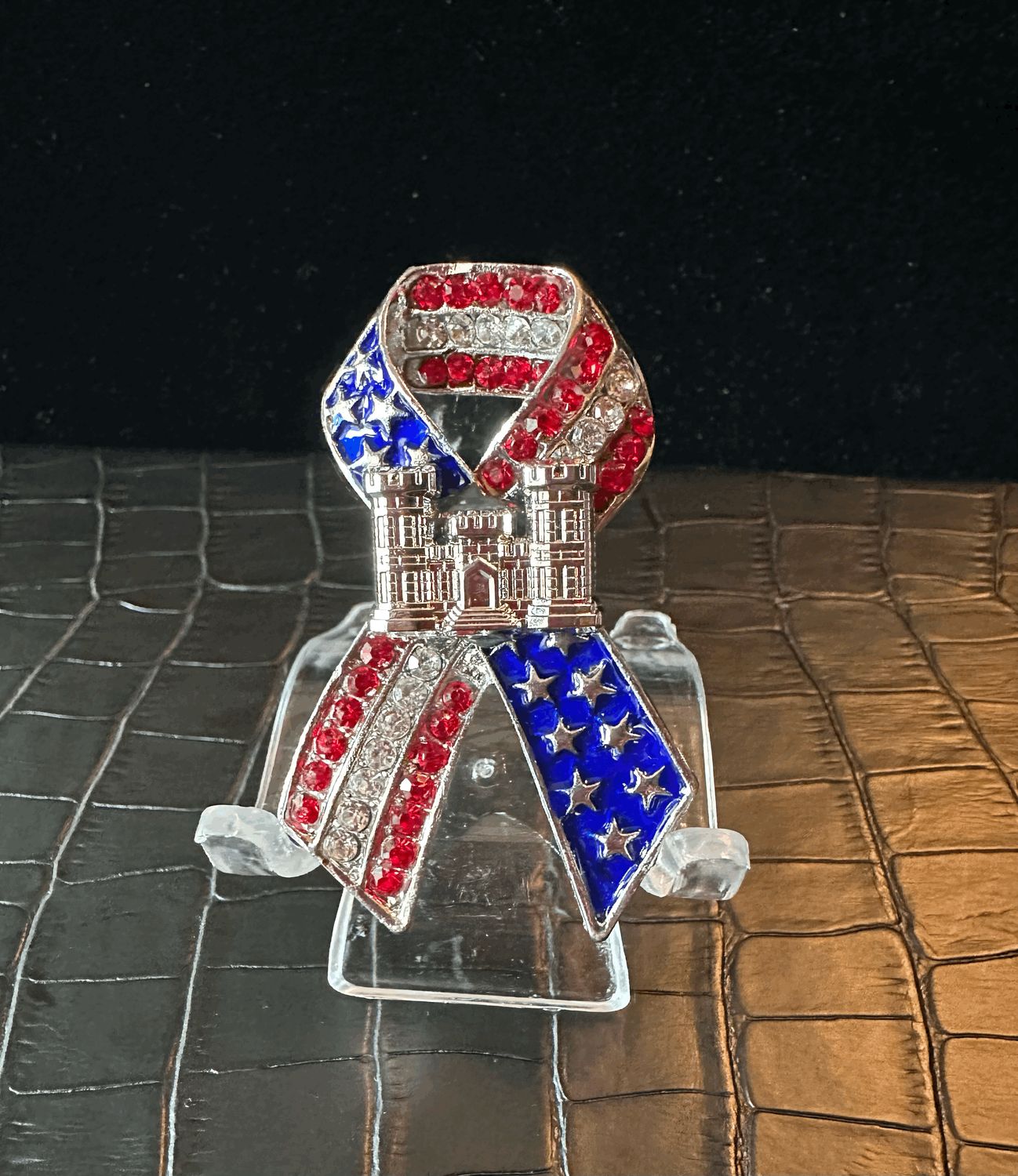US Army Engineer Bling Pin Brooch