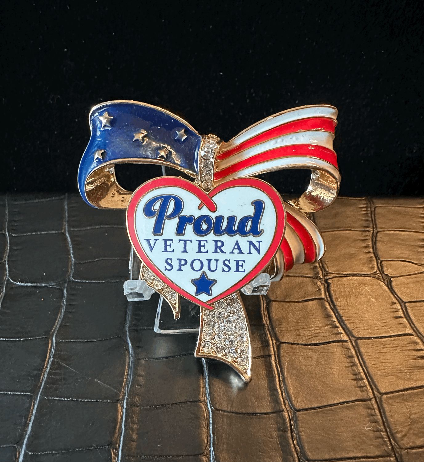 US Veteran Spouse Bling Pin Brooch