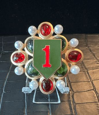 US Army Big Red One Infantry Bling Pin Brooch