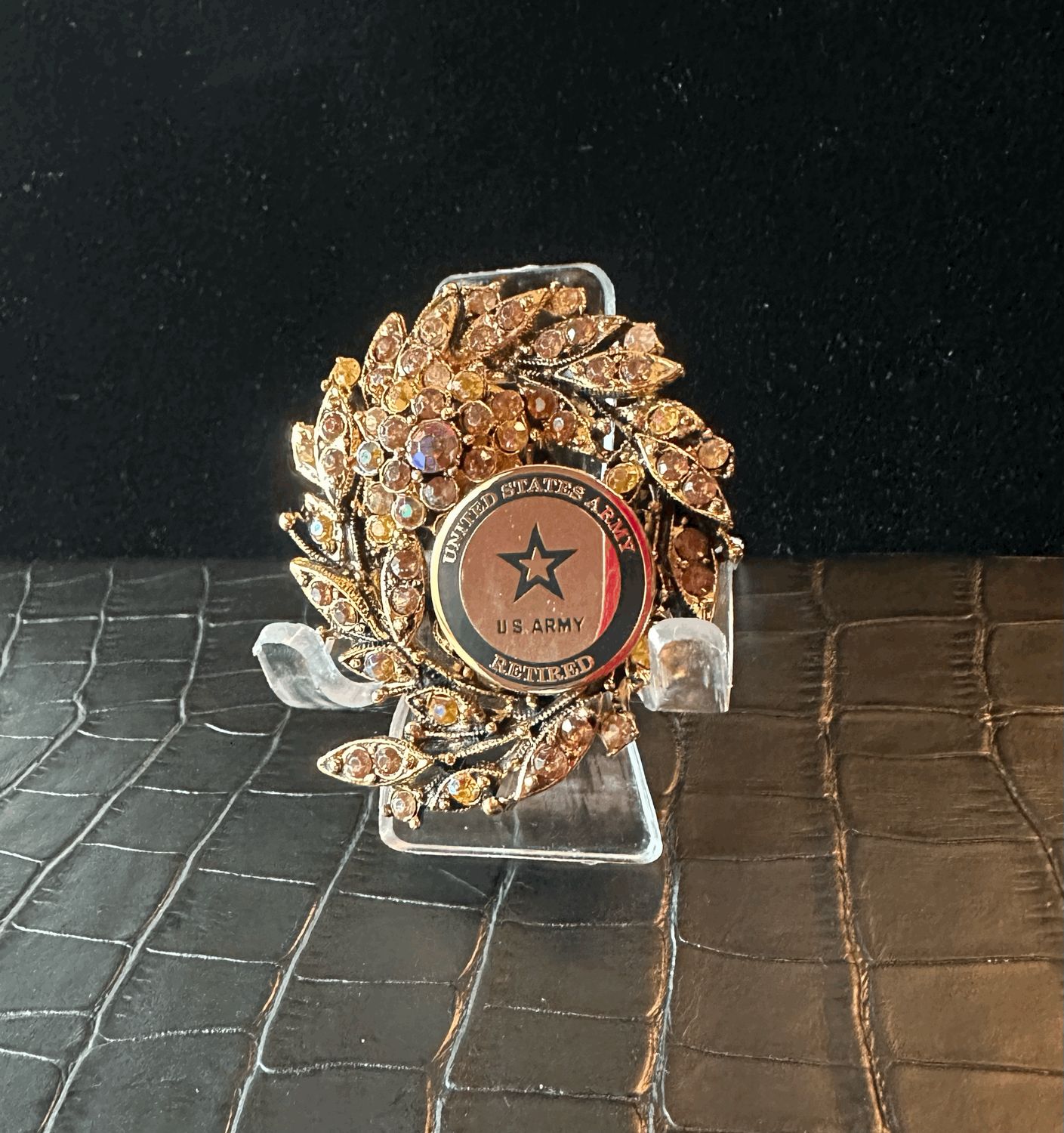 US Army Retired Bling Pin Brooch