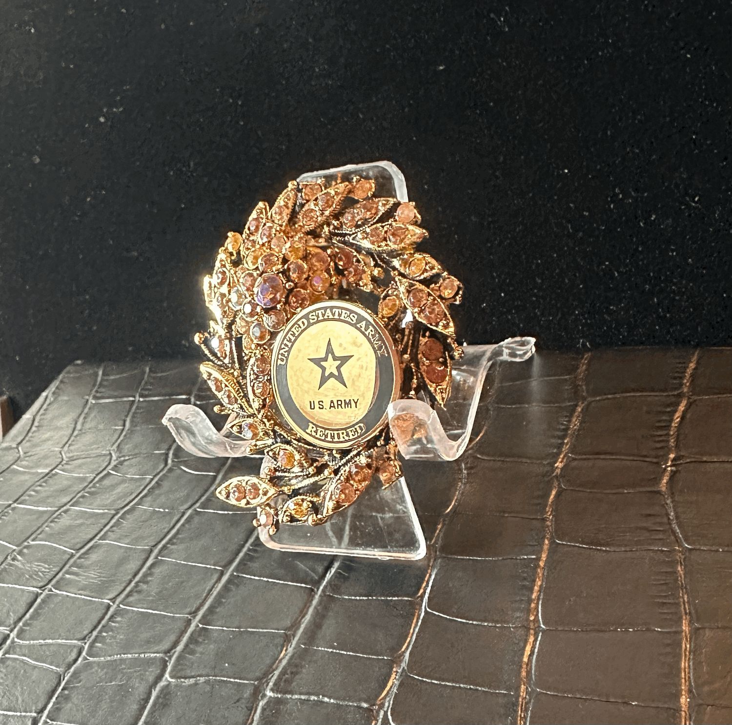 US Army Retired Bling Pin Brooch