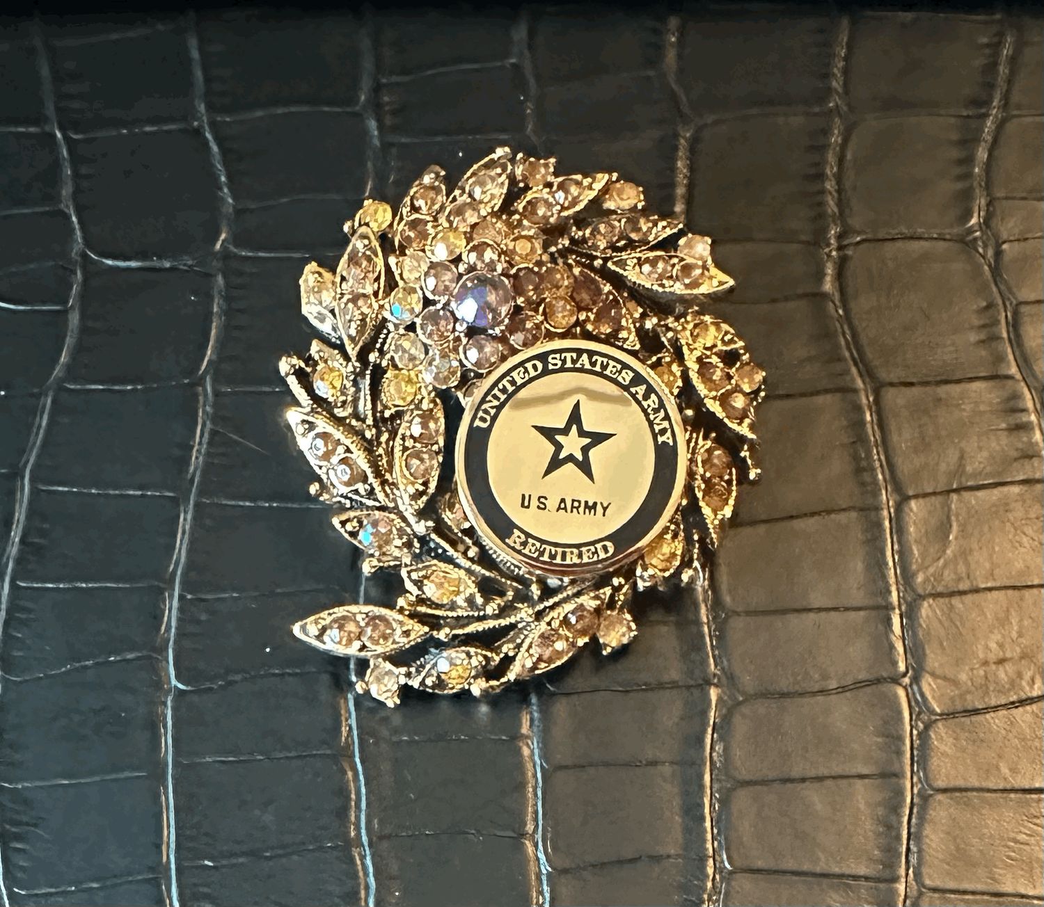 US Army Retired Bling Pin Brooch